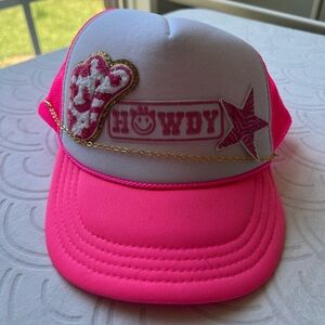 HOWDY youth otto hot pink snap back bling western style hat with gold chain